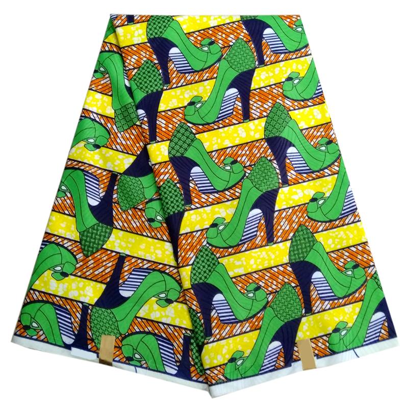 

Kwanzaa African Wax Print Cloth Green High Heels Stripe Printed Ankala African Fabric