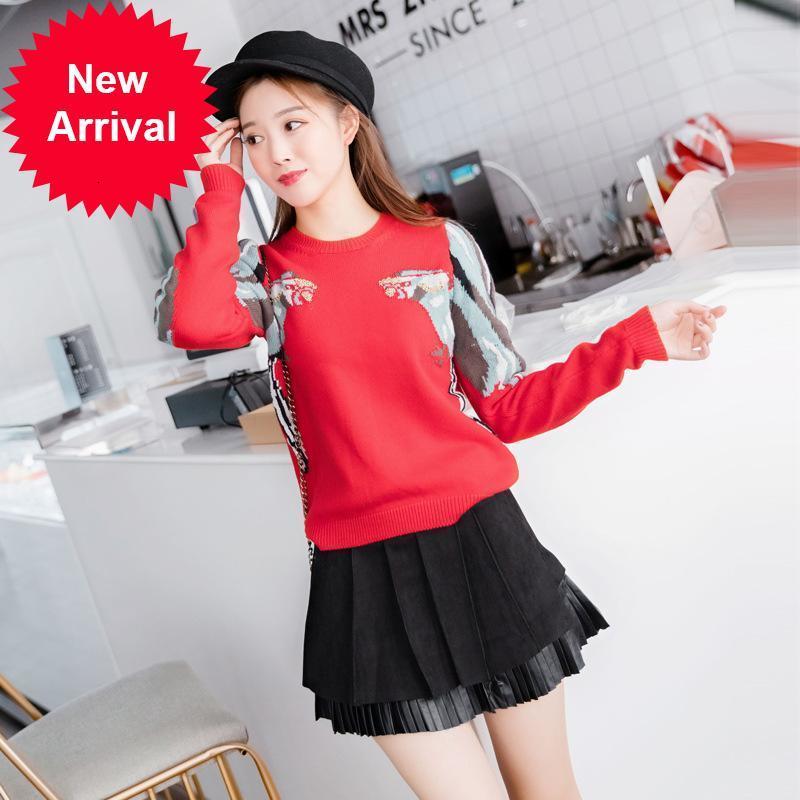 

New Designer 2021 Brand Autumn Embroidered Pink Parrot Pullovers Nightgown Long-neck Female Christmas Long-sleeve Ladies F7QH, Red