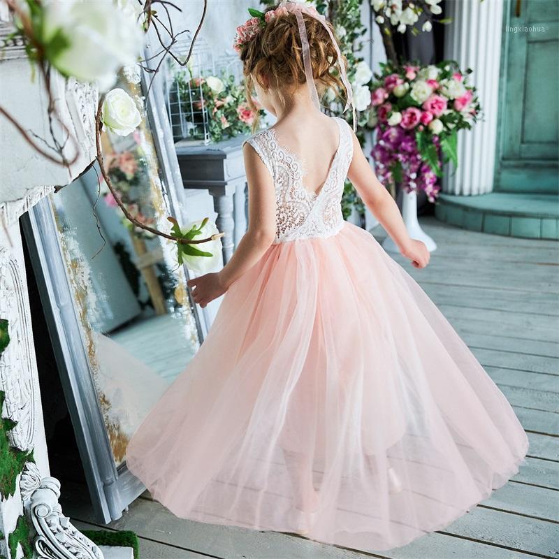 

Dress For Girl Dresses Tutu Birthday Kids Clothes Princess Party Dress Children Clothing Lace Backless Design Baby Girls Dresses1, Pink