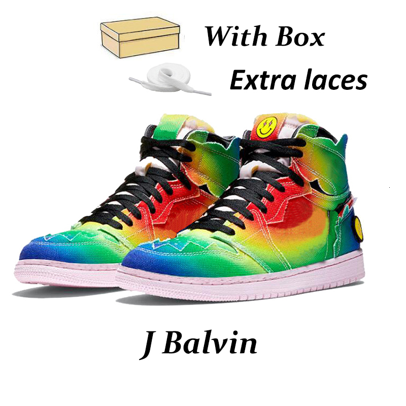 

J Balvin 1s high og mens shoes jumpman 1 Tie dye Multi-Color Rainbow mens trainers sports sneakers with box