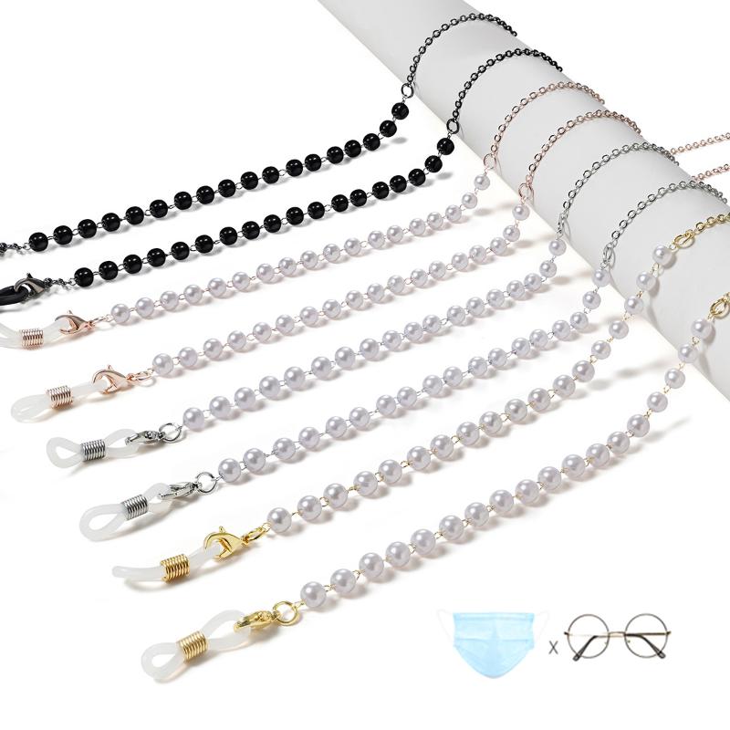 

Fashion Acrylic Crystal Glasses Neck Strap Chain Black Beads Eyeglasses Necklace Metal Sunglasses Cord Lanyard Accessory