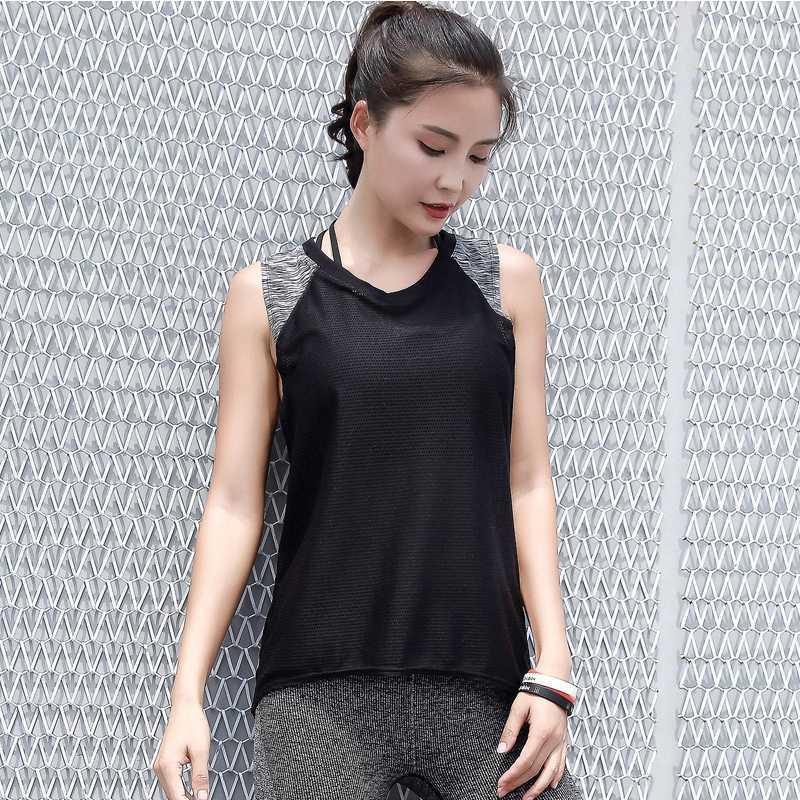 

Summer new style sexy hollow sleeveless yoga vest women, stretch slim beauty back top, professional quick-drying running suit1, Black