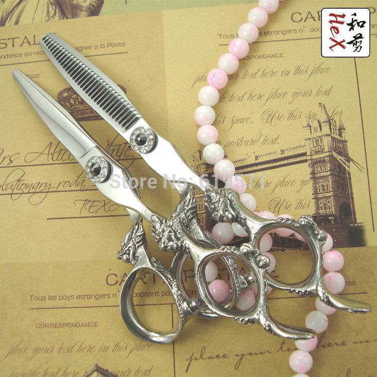 

2pcs/set Professional Japanese 440C purple dragon hairdresser scissors set 5.5/6inch high quality cutting & thinnig scissors
