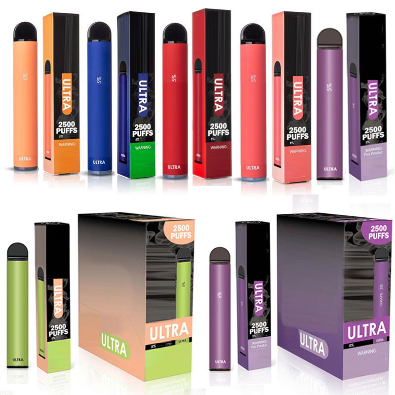 

ULTRA Disposable E cigarette Device Kit 2500 Pufffs 1000mAh Battery 9ml Prefilled Cartridge Pod Vape Pen 20 Colors Vs Bar Plus Bang XXL
