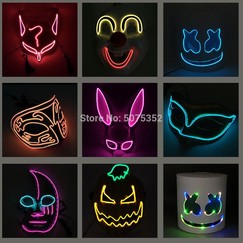 

Female Women EL Wire Mask Japanese Led Mask Masque Charming For Night Club Party Carnival Christmas