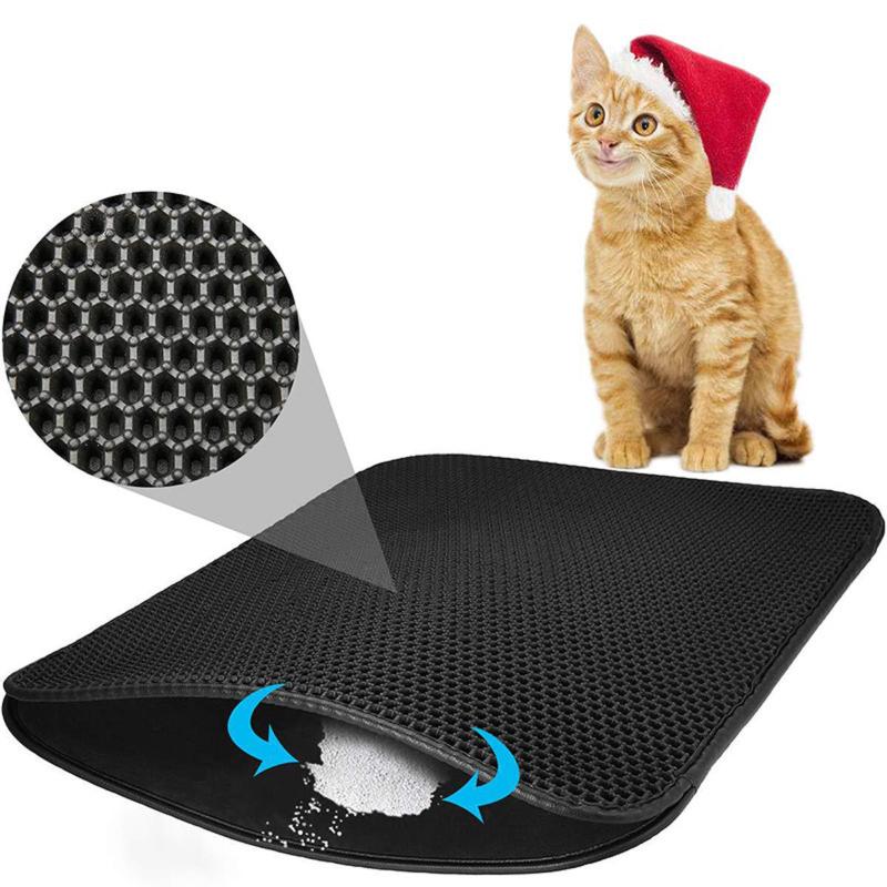 

Cat Litter Mat Pad Double Layer Folden Waterproof Cat Trapping Pet Mat Clean Pad non-slip Products For Cats Accessories