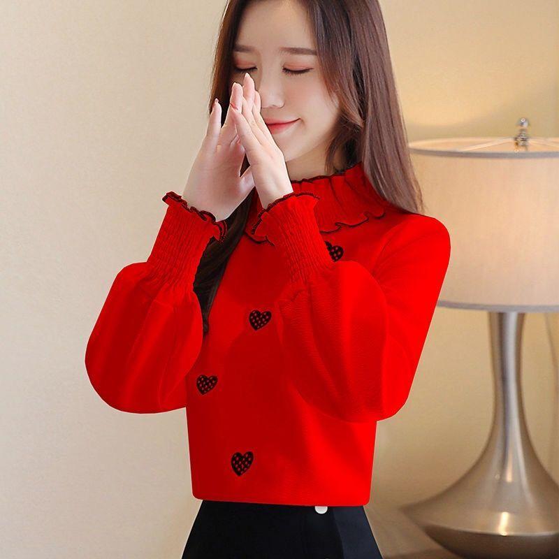 

Women Shirts Blouse Girl Tops Summer Autumn Women Clothing, Red 1
