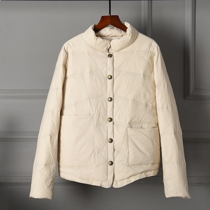 

Winter 2021 New Ultra Light White Down Short Oversize Autumn Jackets Puffer Pocket Parkas Female Jacket LZKA, Pink