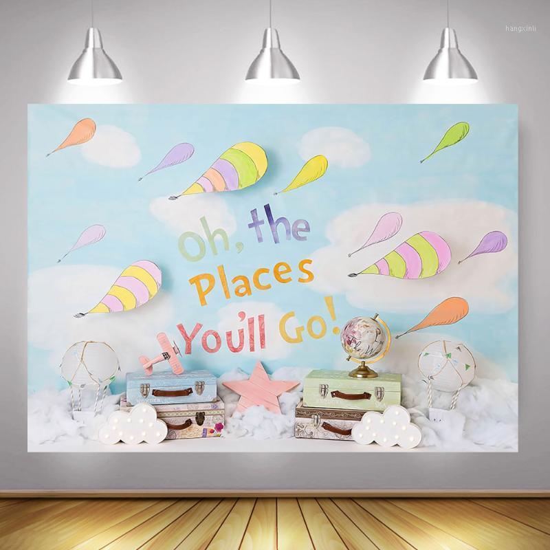 

Photography Backdrop Newborn Baby Birthday Background Hot Air Balloon Adventure World Theme Photocall Photographic Globe Travel1