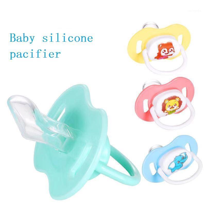 

Cartoon Baby Silicone Pacifier Soothing Infants Bite Supplies Newborn Comfort Appease Nipple Flat Teat Pacifiers With Cover1