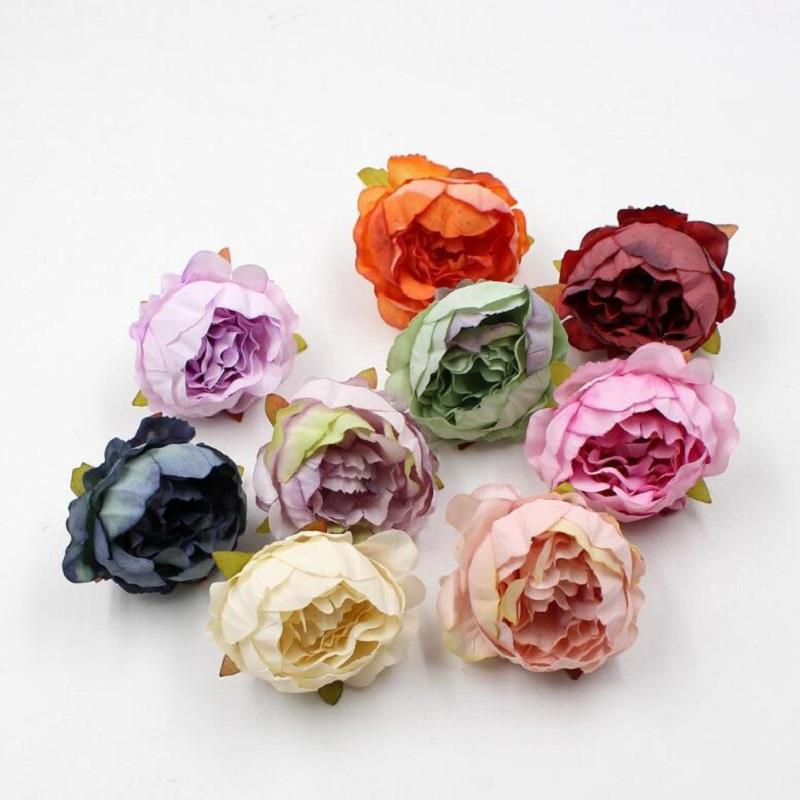 

artificial flower silk multilayers rose flower head for wedding party home decoration DIY wreath gift box scrapbook craft1, Blue