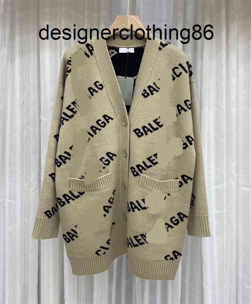 

Hoodies Balencaigas Designers Sweaters Sweater 22 Winter New Letter Loose Medium Long Wool Leisure V-neck Single Breasted CoatF9RR, Yellow