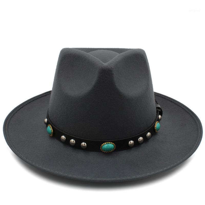 

Wide Brim Hats Classic Women Men Felt Chapeau Fedora Hat With Jazz Gentleman Sombrero Godfather Dad Mujer Size 58CM1, Black