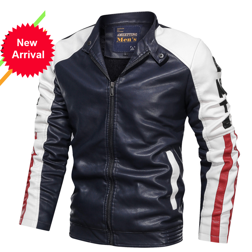 

2021 New High Quality Overcoat Men's Street Windbreaker Coat Men Leather Locomotive Fur Clothing Pu Casual Jacket Male Q3jp, Black