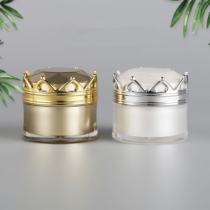 

5g 15g 10g 20g Gold Silver Crown Luxury Beauty Jars Makeup Lotion Cream Nail Art Products Refillable Bottles Cosmetic Containers