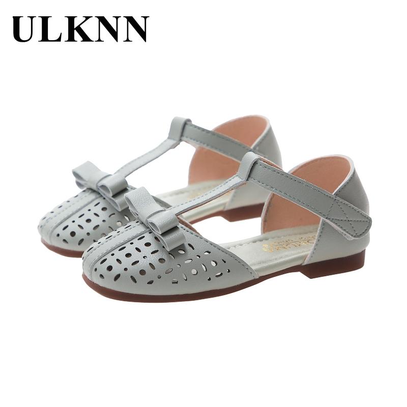 

ULKNN 2021 Summer Round Toe Shoes Footwear For Kid Princess Girl Shoes Fashion Solid Color Children's Spring Bow Leather, Pink