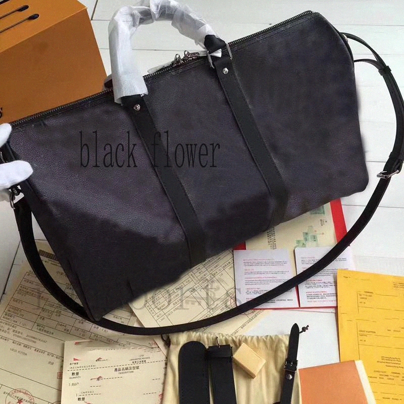 

2019 Top quality designer men keepall 45 55 sport travel bag mens luggage luxurys duffle bag crossbody tote handbags lock ke 14jF#, Black