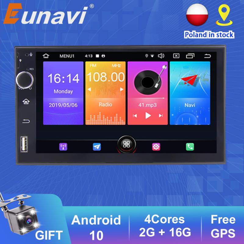

Eunavi 2Din 7"Universal Car Multimedia Player Universal Radio Stereo Audio GPS Auto Navigation TEF7708 Android10 WIFI DSP NO DVD car dvd