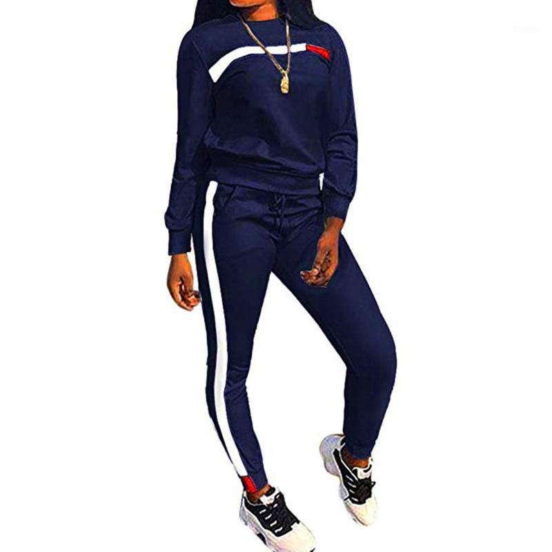 

LOOZYKIT Women Sports Outfit Round Neck Top Stripe Long Trousers Sweatsuits Women Fitness Running Exercise Tracksuit Wear1