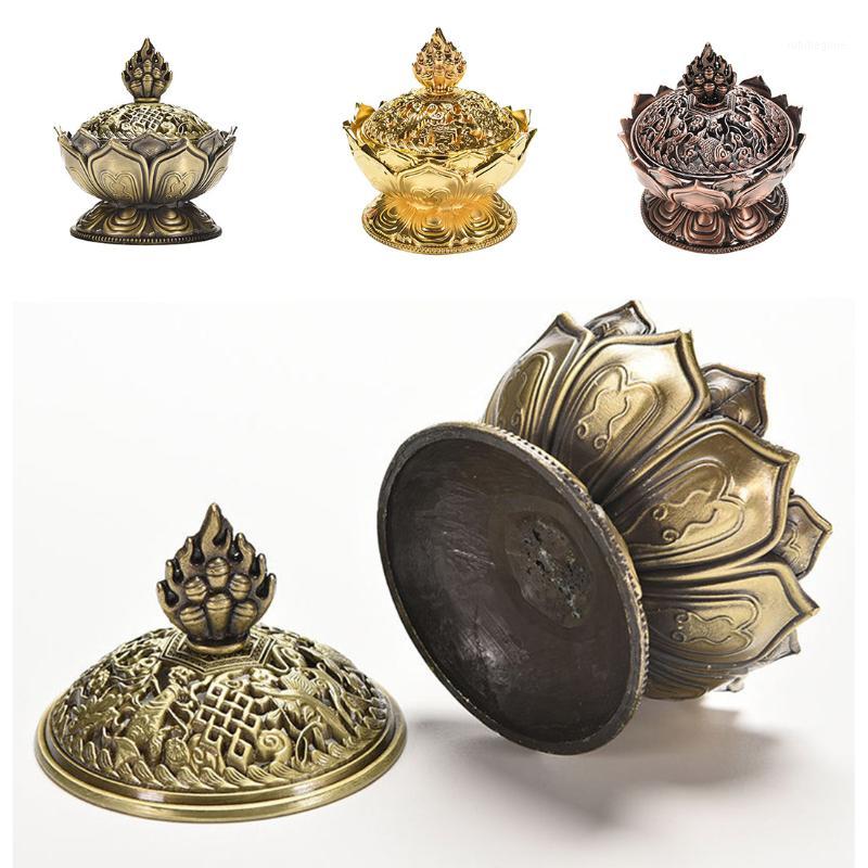 

Wholesale- Holy Tibetan Lotus Incense Burner Alloy Bronze Mini Incense Burner Incensory Metal Craft Home Decor Free Shipping1