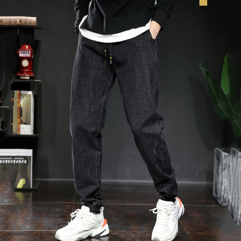 

Autumn and winter men trousers large size stretch harem pants elastic waist trousers jeans men fashion loose, Gray