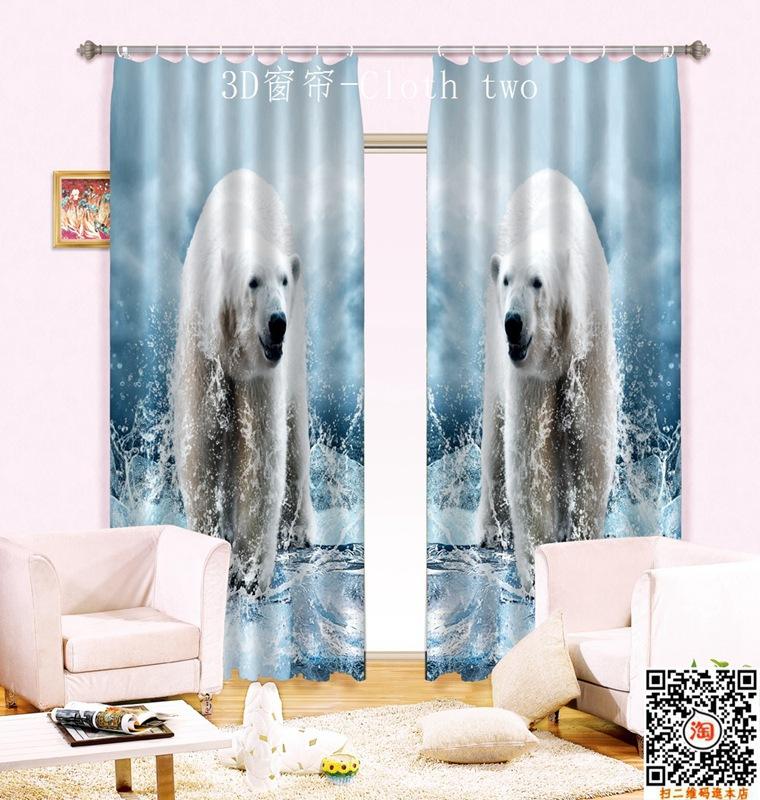

The New Luxury Hotel Curtains 3 D Printing All Polar Bear Curtain Shading Fierce Glacier, Blue