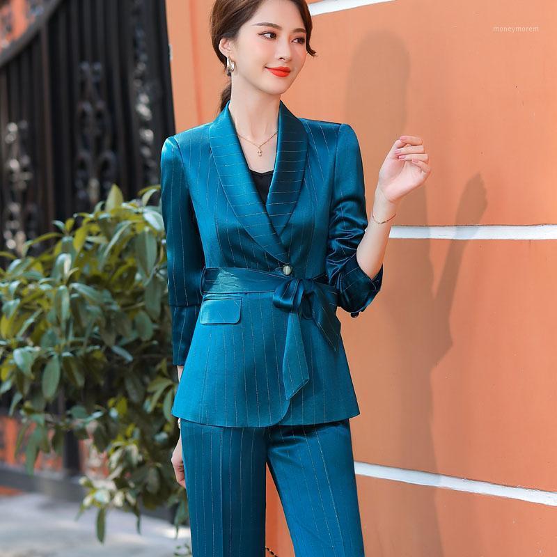 

Novelty Blue Women Business Suits with Jackets Coat and Pants Formal Uniform Designs Pantsuits Autumn Winter Ladies Blazers1, White