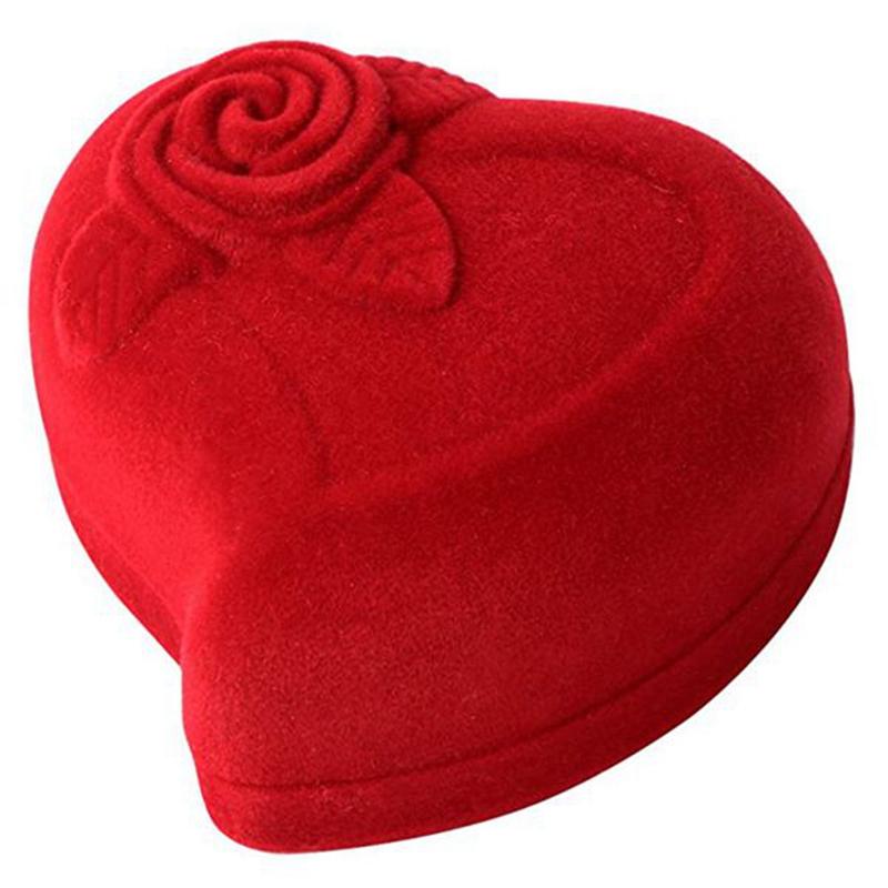 

Flannel Ring Box Heart-Shaped Gift Box Rose Single Couple Ring