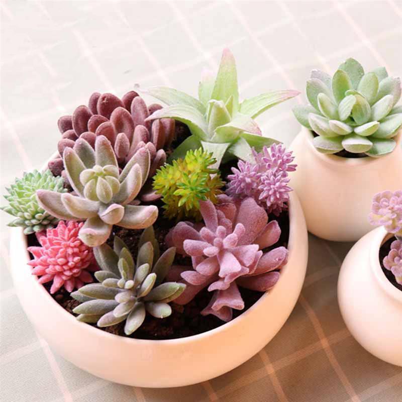 

Green Flocking Artificial Succulent Plant Bonsai Desktop Fake Plants Valentine's Day Wedding Decoration Plante Bonsai Fake Plant1, 30