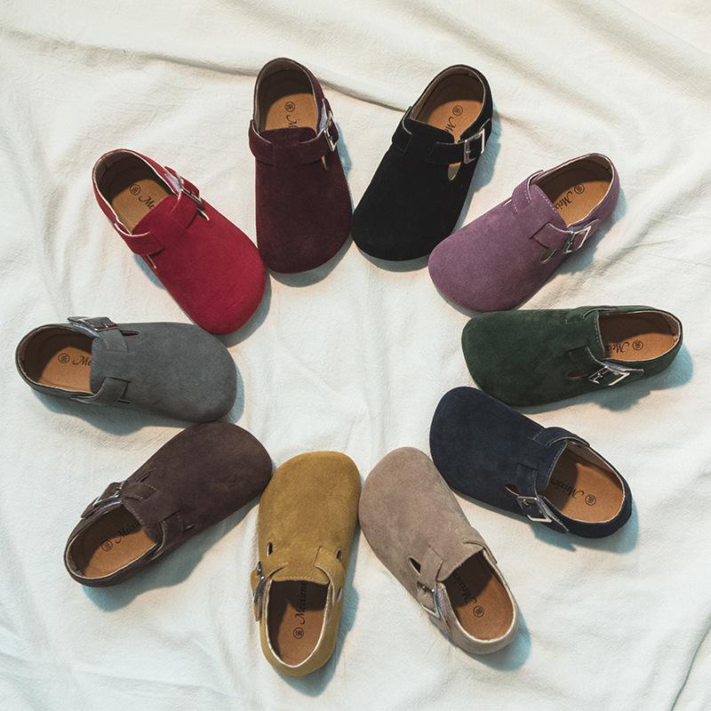 

KINE PANDA Kids Cork Shoes for Girls Casual Shoes Boys Flats Child Kindergarten 1 3 5 7 9 Years Old Anti-slide Cow Muscle Bottom1, Black