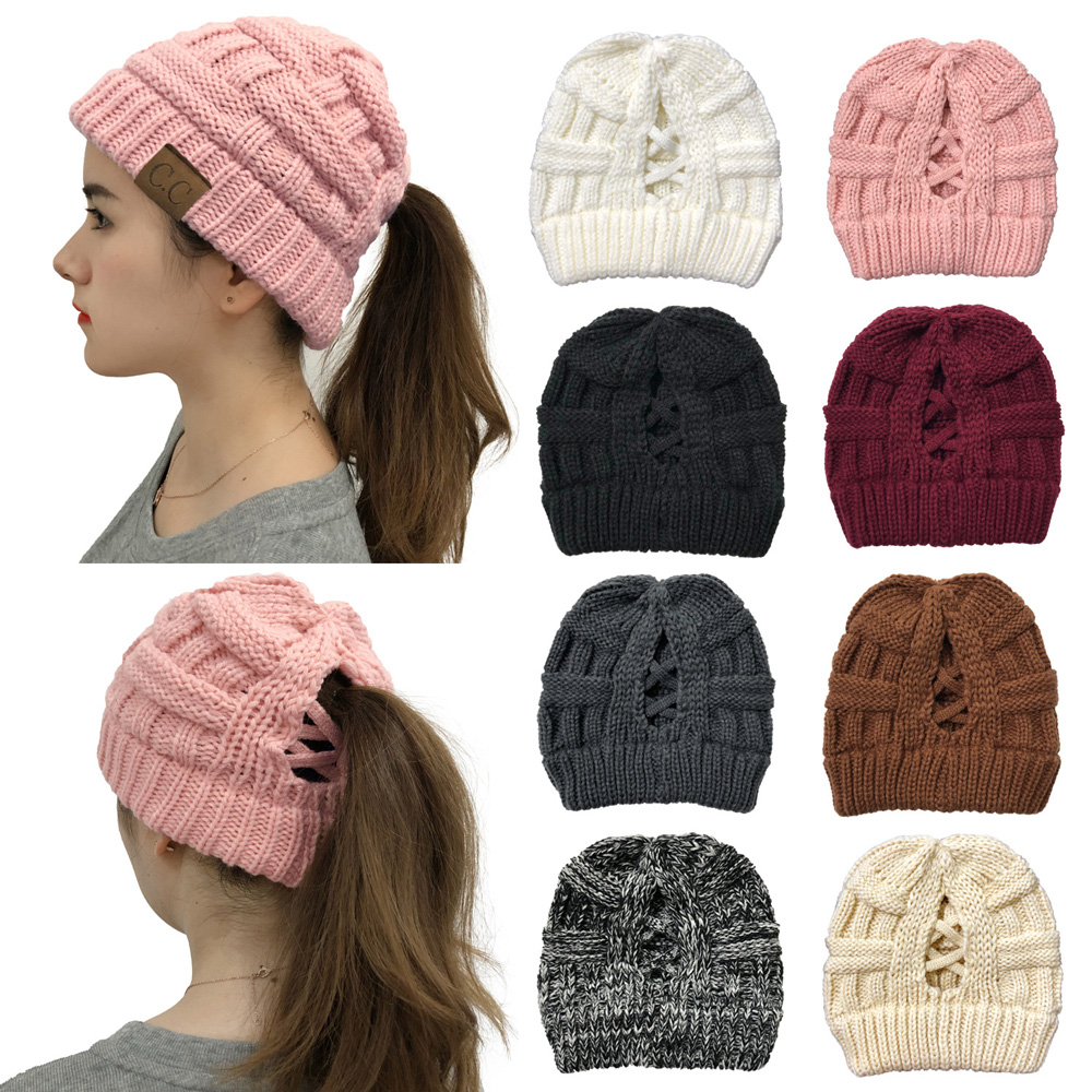 

Unisex C-C Trendy Hat Winter Knitted Fur Poms Beanie Label Fedora Luxury Cable Slouchy Skull Caps Fashion Leisure Beanie Outdoor Hats, Customize