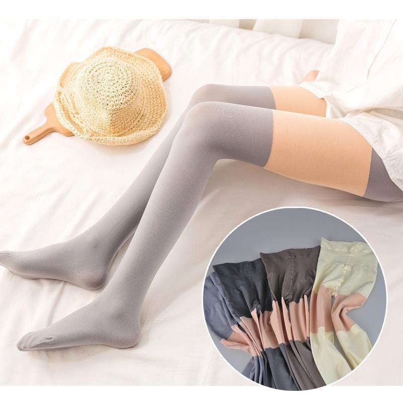 

Fashion color patchwork leg tights Spring and Autumn ladies against pilling micro-pressure false thigh pantyhose sexy tights1, Wa4805