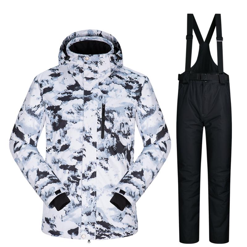 

2020 Ski Suit Men Brands Sets Super Warm Waterproof Windproof Snow Pants Male Winter Skiing And Snowboarding Ski Winter Jackets, Beige