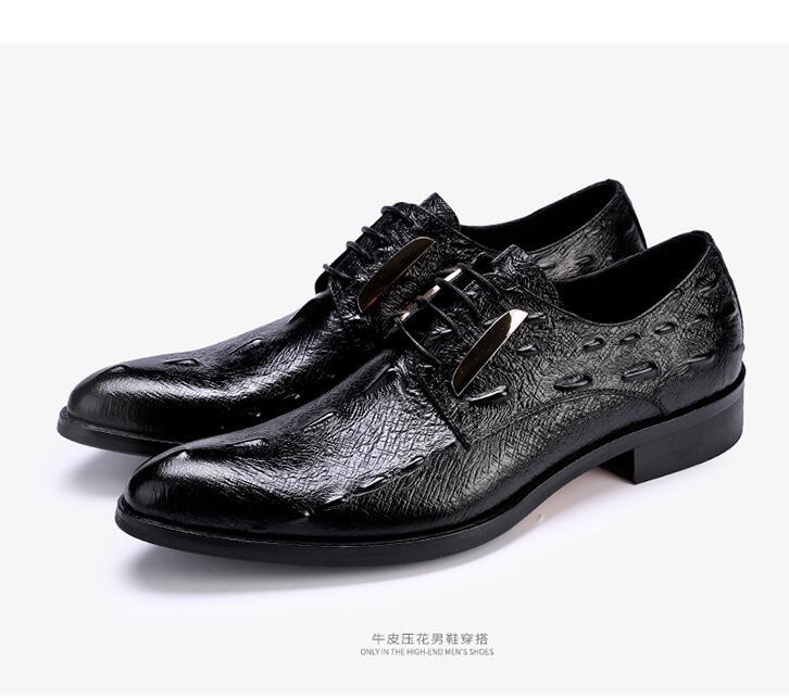 

Man Dress Business Affairs Genuine Leather Shoes Ventilation England Gentleman Sharp Male Shoe Men Shoes Big Size, Black