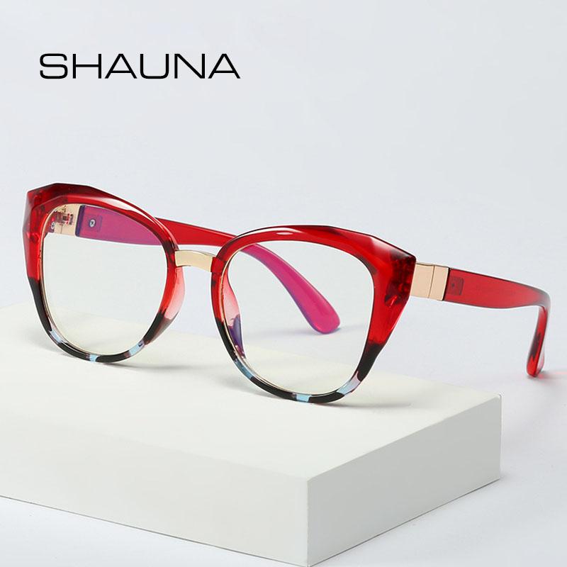 

SHAUNA Anti-Blue Light Oversized Women Glasses Frame TR90 Cat Eye Optical Frames
