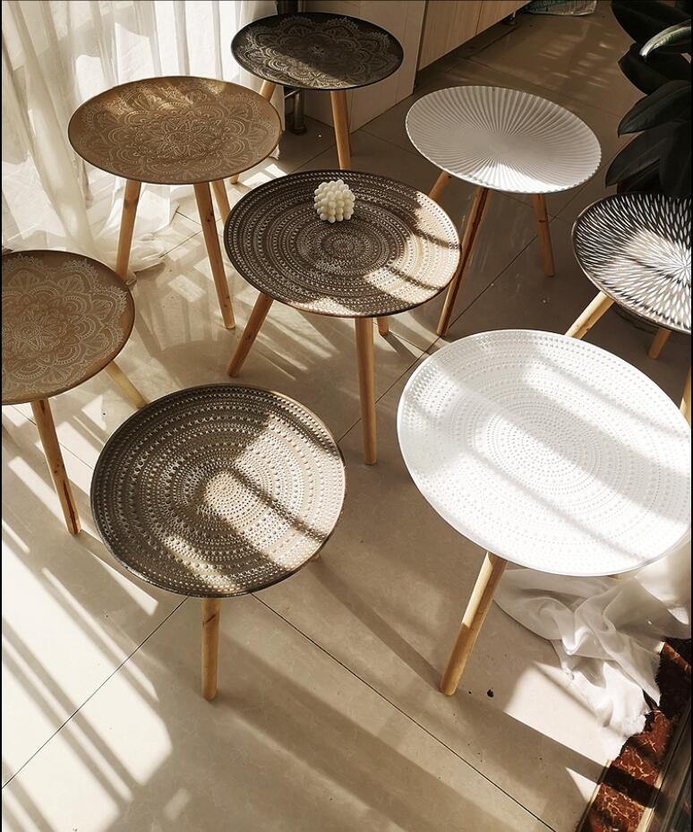 Tea table round flower Living Room Furniture potted art creative door shop retro in Nordic style small side corner tables-image-631673731