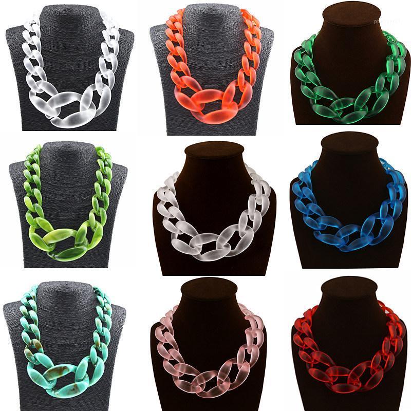

Ufavoirte 2020 New necklace Unique Design Big Plastic Resin Chain Necklace For Women Fashion Jewelry Matte Bright Color1