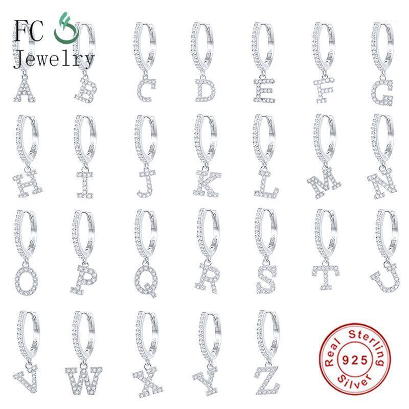 

Stud 100% 925 Sterling Silver Gold Earrings A To Z Letter & Clear CZ For Wedding Party Women Earring DIY Jewelry1