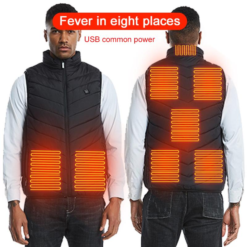 

Fashion Heated Vest Warm Winter Warm Electric USB Jacket Men Women Heating Coat Washable 8 Areas Heat Crew Neck For Outdoor, 8 areas red