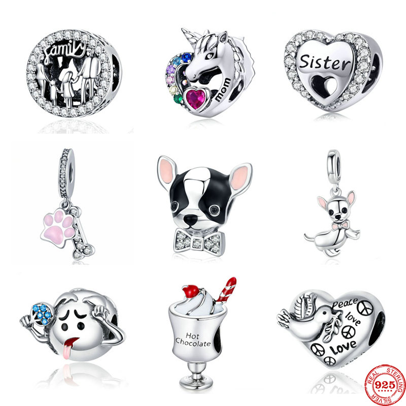 

New family sister mom unicorn hot chocolate diy Bead fit original Pandora charms silver 925 Bracelet for women fashion jewelry