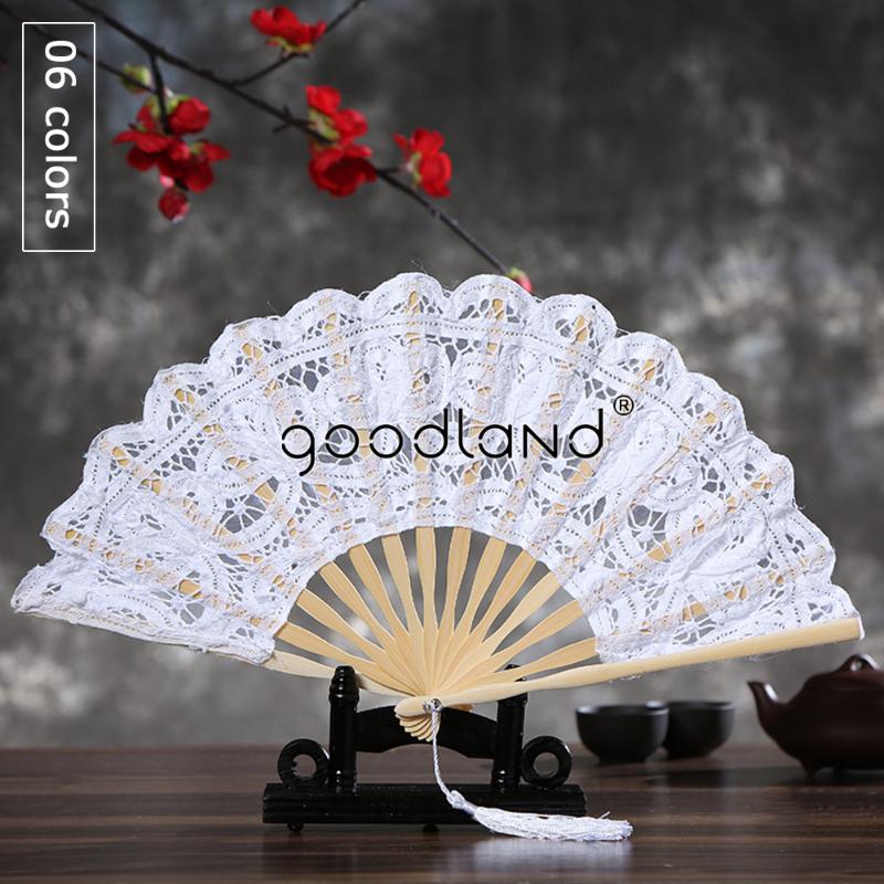 

Free Shipping 1pcs mufti-colors Spain Victorian Battenburg Lace Hand Fan for Wedding Gift