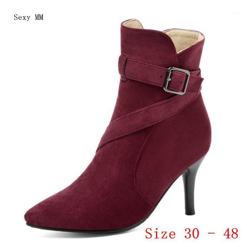 

Spring Autumn High Heels Women Ankle Boots Woman Short Boots High Heel Shoes Small Plus Size 30 - 40 41 42 43 44 45 46 47 481, Wine red