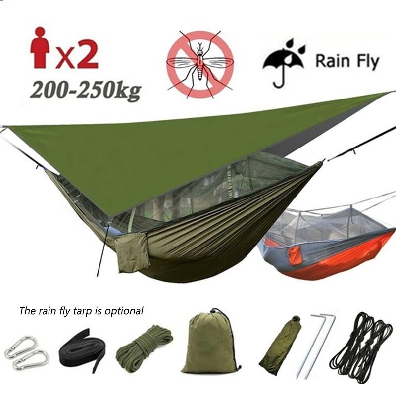 

1-2 Person Portable Outdoor Camping Hammock with Mosquito Net High Strength Parachute Fabric Hanging Bed Hunting Sleeping Swing