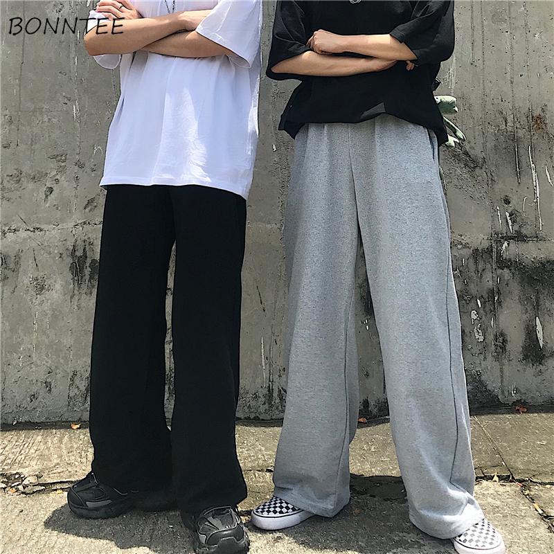 

Men Casual Pants Oversize 3XL Elastic Waist Winter Thicker Wide Leg Long Trousers Fashion Loose All-match Ulzzang Students Chic, Black