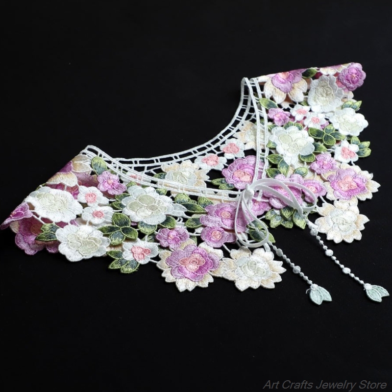 

Necklace Designer Fairytale Decorative Fake Collar Lace Shawl Wrap Embroidery Floral Capelet Dickey Mini Cape Women Detachable N