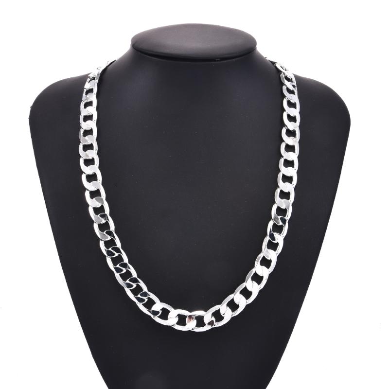 

2021 Luxurious Necklace Men's Jewelry Copper 12MM Flat Side Hip Hop Long Chain Necklace Jewelry Punk Steampunk New Year Gifts