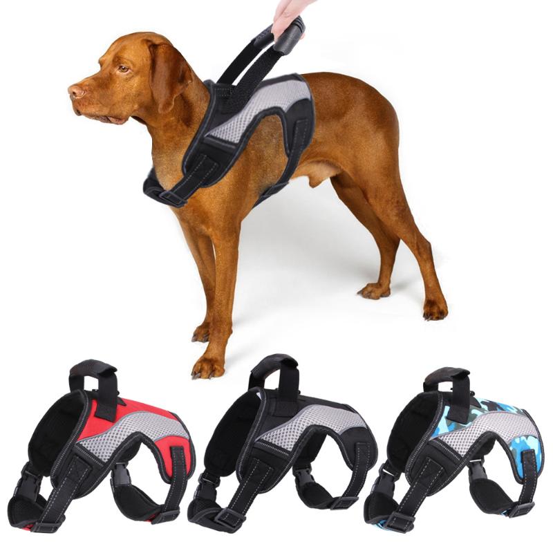 

Large Dog Harness No Pull Breathable Nylon with Plastic Handle Adjustable Outdoor Walking High Quality Small PetDog Leash Collar