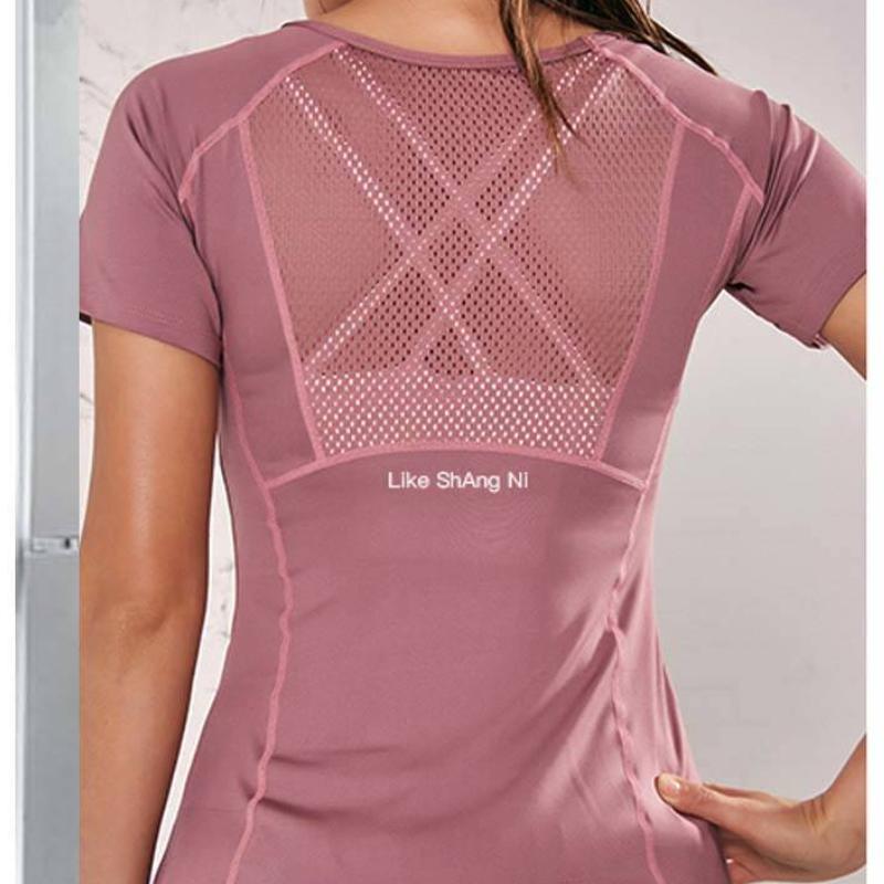 

2020 Quick Dry Fitness T-Shirt Sport Top Gym Clothes Yoga Shirt Workout Tops for Women FitnessY030, White