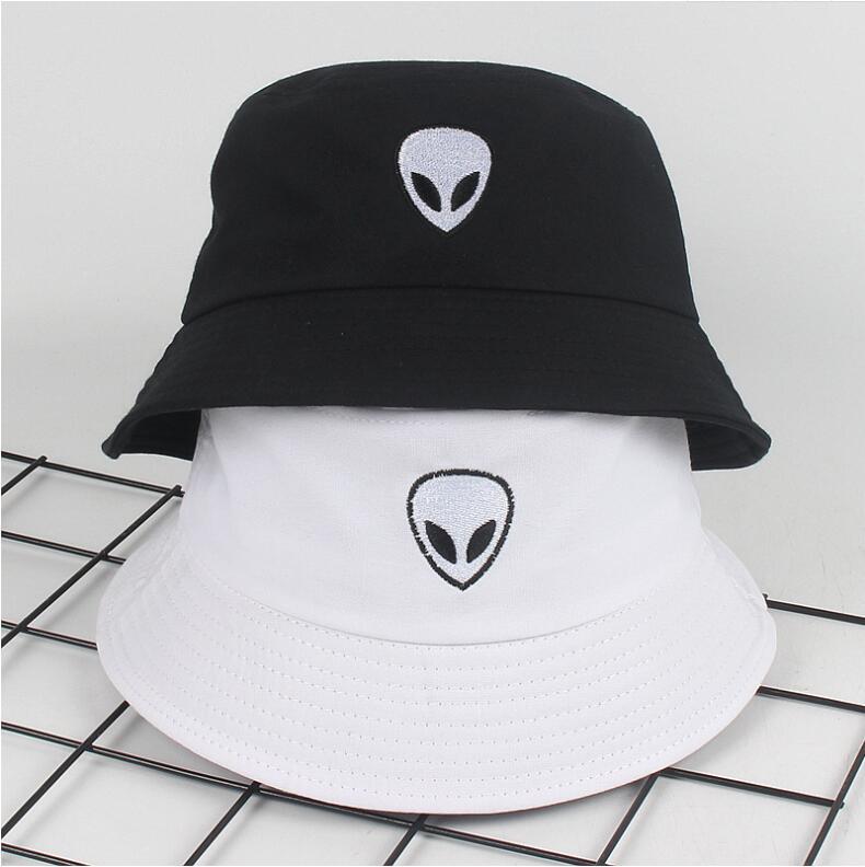 

2020 black white solid Alien Bucket Hat Unisex Bob Caps Hip Hop Gorros Men women Summer Panama Cap Beach Sun Fishing boonie Hat