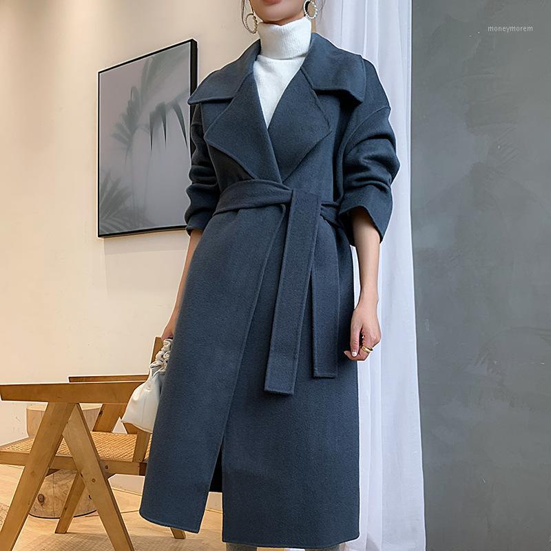 

cashmere overcoat women 2021 autumn and winter new women' soft tweed winter double faced long woolen overcoat women1, Black